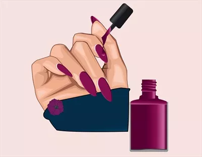وکتور یک دست زیبا با لاک ناخن صورتی تیره و جذاب