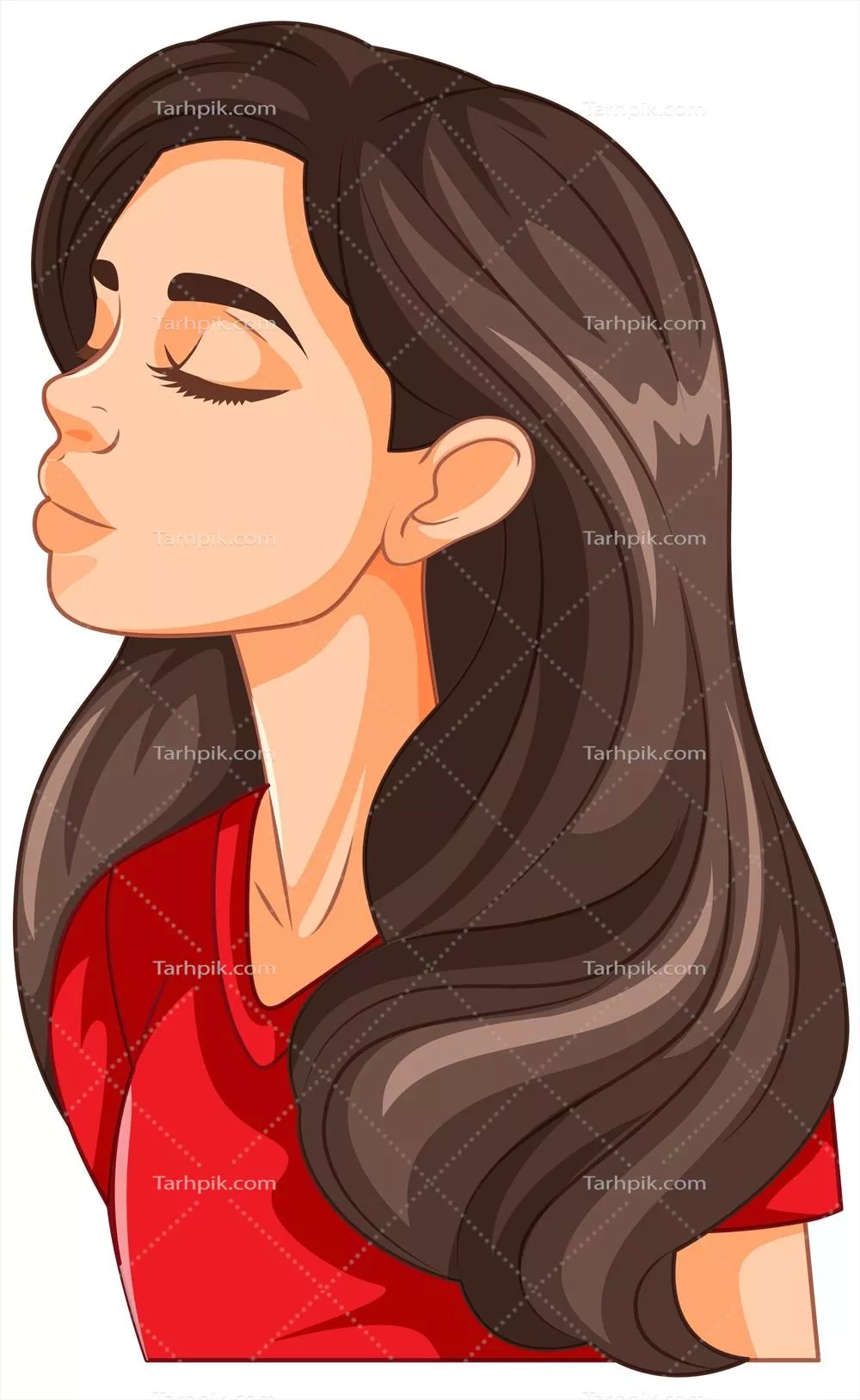 وکتور لحظه عاشقانه یک زن که چشمانش را بسته و در حال بوسیدن است