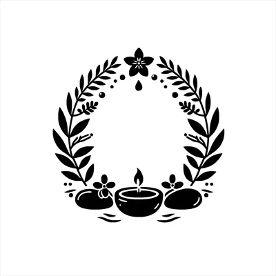 وکتور ترکیب زیبا و ظریف تاج گل سیاه و سفید با شمع برای تزئينات خاص