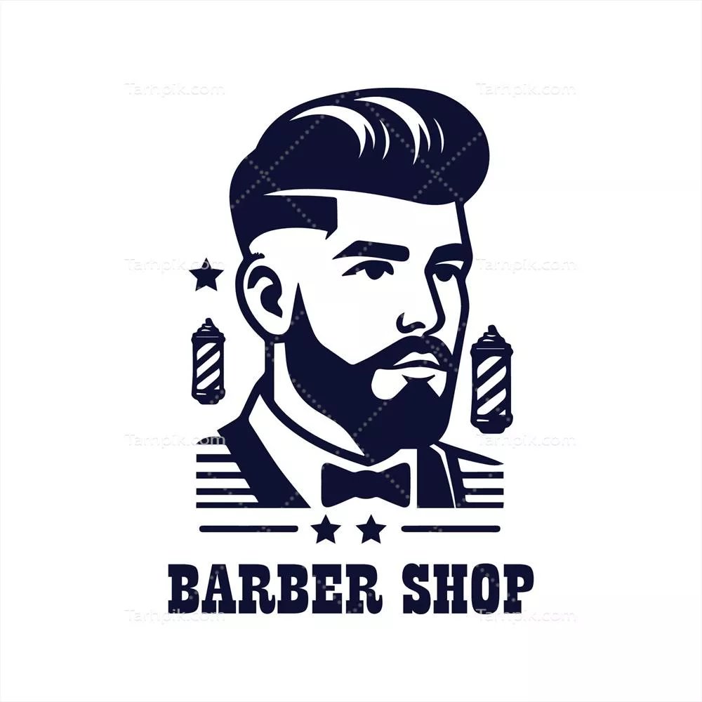 وکتور لوگوی سیاه و سفید ساده آرایشگاه با طراحی سیلوئت