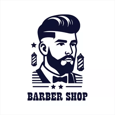 وکتور لوگوی سیاه و سفید ساده آرایشگاه با طراحی سیلوئت