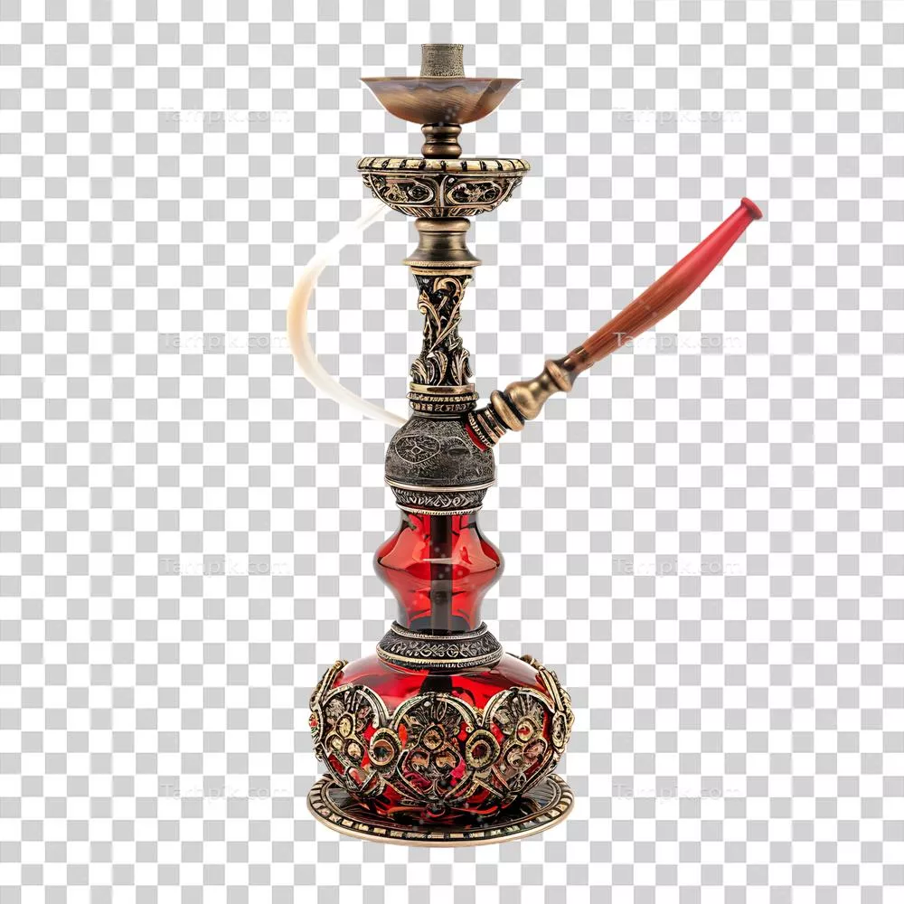 عکس دوربری قلیان روی پس‌زمینه شفاف: زیبایی و هنرمندی طراحی قلیان را به نمایش می‌گذارد