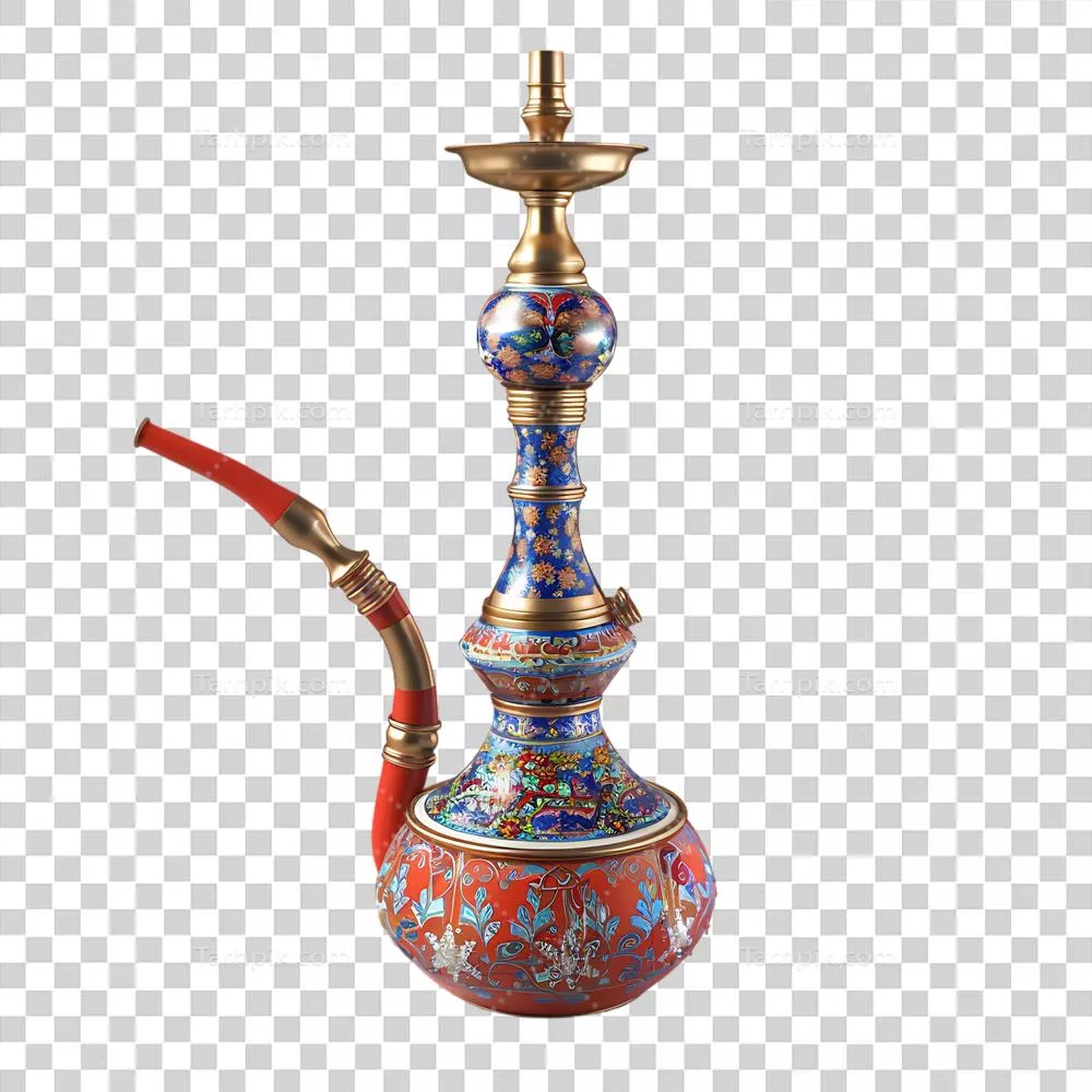 عکس دوربری شکلی منحصر به فرد از قلیان بر روی پسزمینهی شفاف