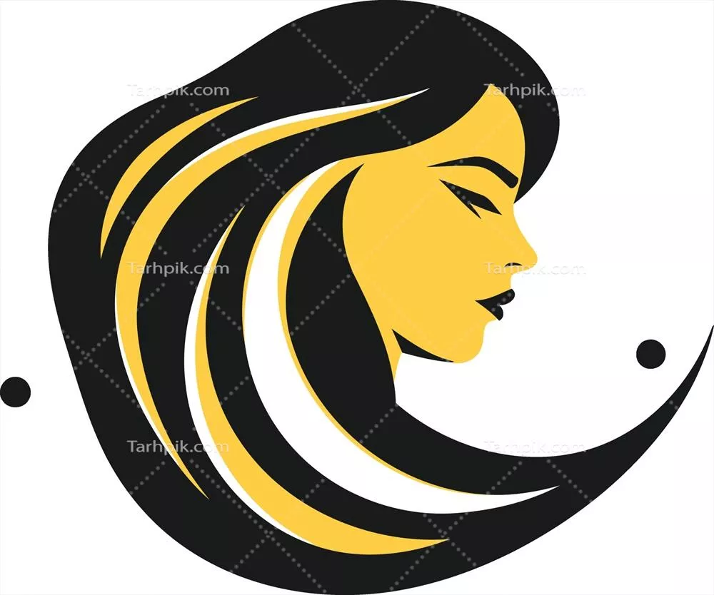وکتور چهره زنی با موی بلند و لباس زرد و مشکی در حال نمایش