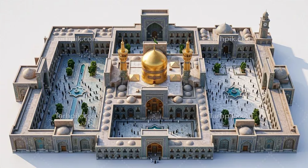 عکس تصویر پسزمینه سهبعدی مسجد امام رضا (ع) با هنر مینیاتوری زیبا