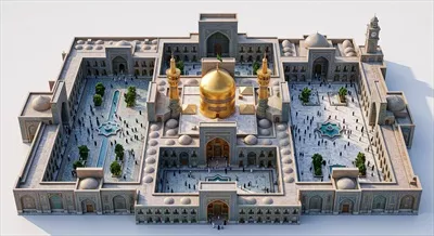عکس تصویر پسزمینه سهبعدی مسجد امام رضا (ع) با هنر مینیاتوری زیبا