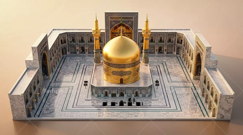 عکس مجسمه‌سازی سه‌بعدی کوچک آستان امام رضا (ع) با جزئیات بی‌نظیر