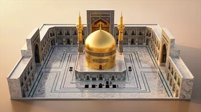 عکس مجسمهسازی سهبعدی کوچک آستان امام رضا (ع) با جزئیات بینظیر