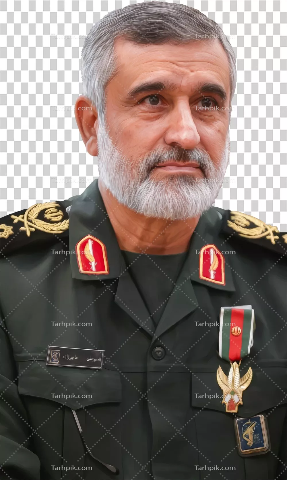 عکس دوربری شهید سردار امیرعلی حاجیزاده، قهرمان ملی