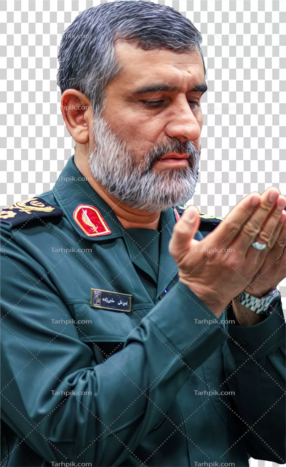 عکس دوربری تصویر شفاف شهید حاجی زاده: نماد وفاداری و شجاعت در خدمت به وطن