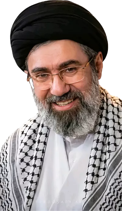 عکس دوربری آیت الله خامنه ای با چفیه