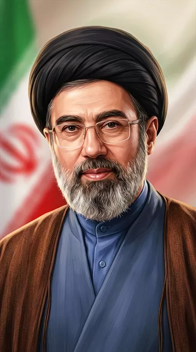عکس مجتبی خامنهای و پرچم ایران: نمادهایی از هویت ملی و سیاسی کشور