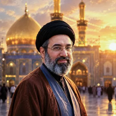 عکس سید مجتبی خامنهای و زیارت حرم امام حسین (ع) در کربلا