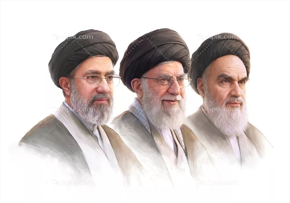 عکس سه امام گرانقدر جمهوری اسلامی ایران آیتالله خامنه ای و خمینی