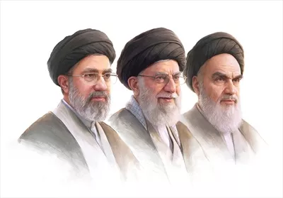 عکس سه امام گرانقدر جمهوری اسلامی ایران آیتالله خامنه ای و خمینی