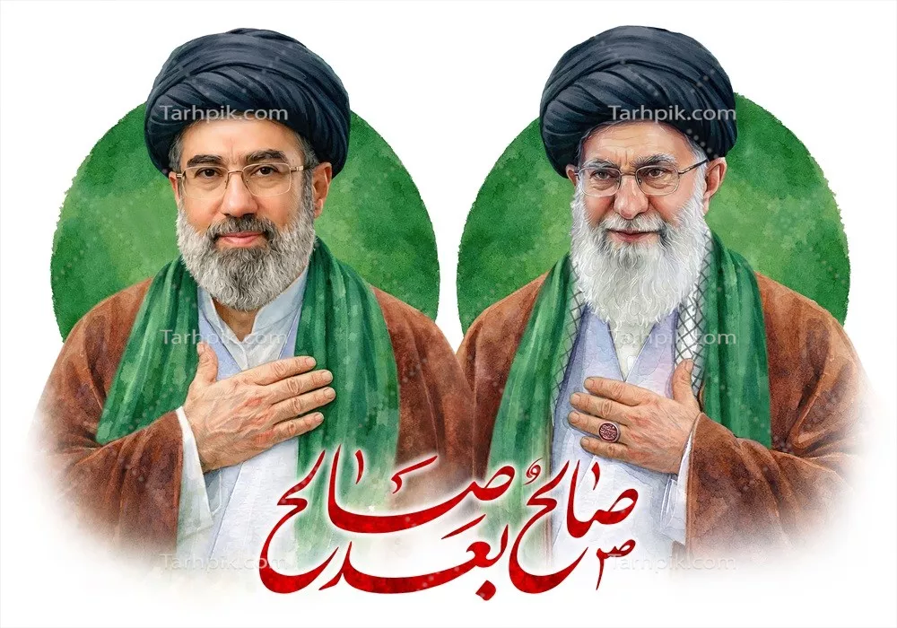 عکس امام سید علی خامنه ای و سید مجتبی خامنهای: رهبر انقلاب اسلامی ایران
