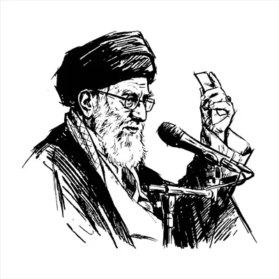 وکتور آیتالله سید علی خامنهای در حال سخنرانی
