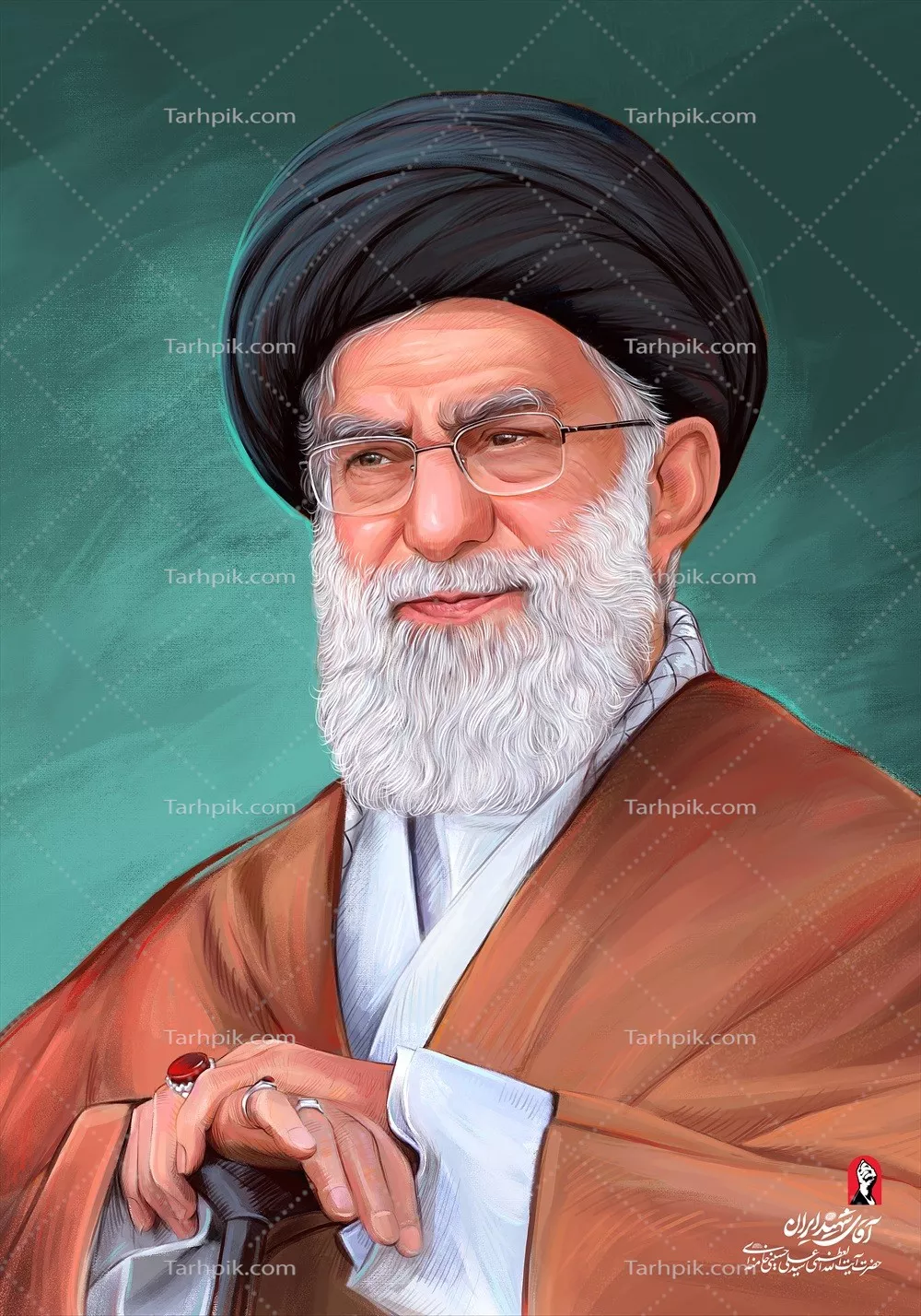 عکس پوستر پرتره رهبر عالیرتبه ایران، شهید، نماد فداکاری و رهبری