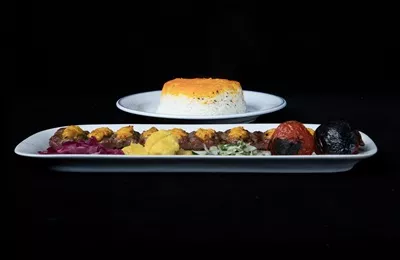 عکس کباب نگینی خوشمزه و برنج کته