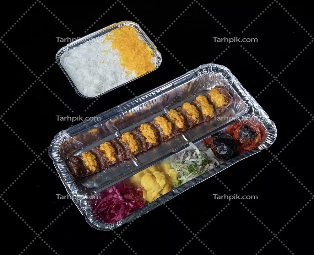 عکس چلوکباب نگینی داخل ظرف فویل