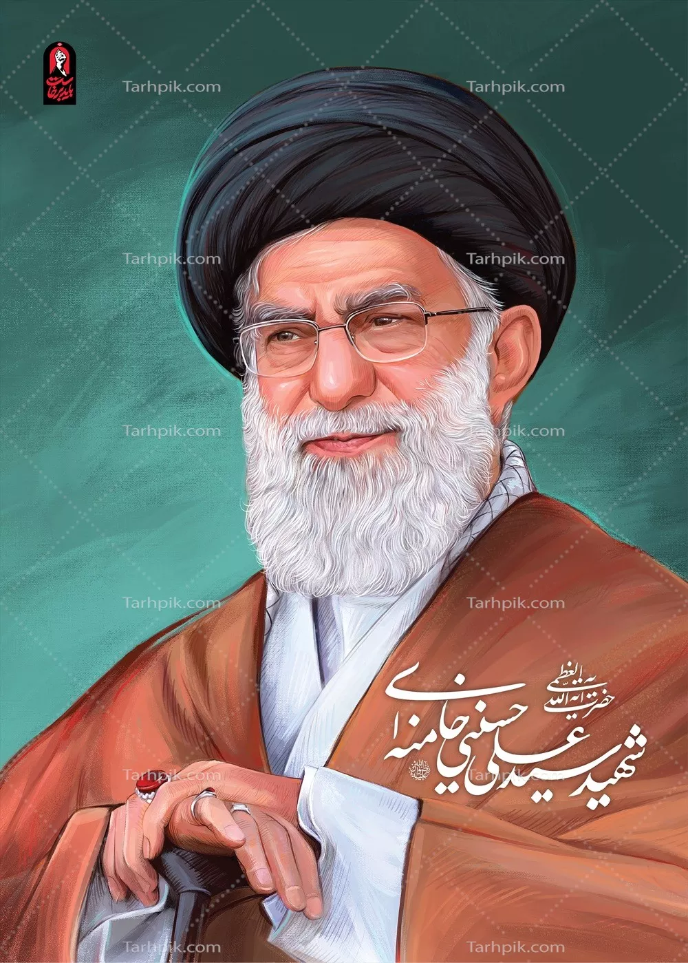 عکس آیت‌الله خامنه‌ای  به صورت گرافیکی باید برخاست