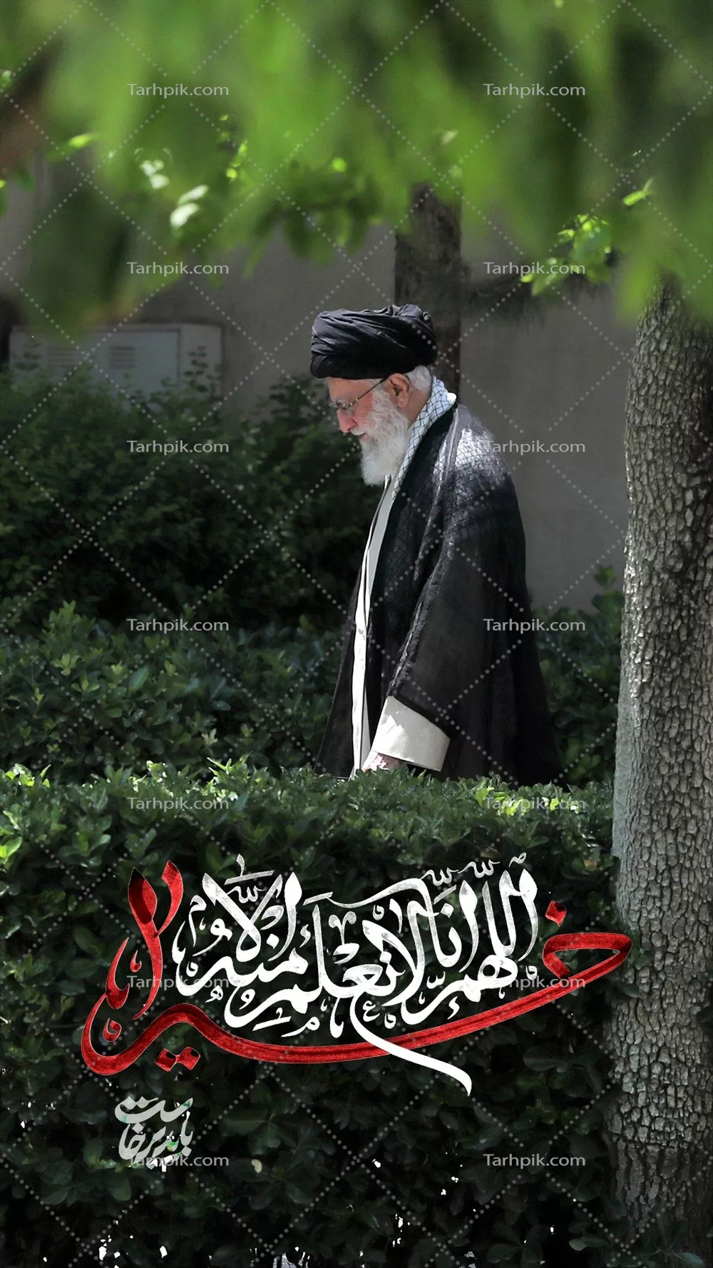 عکس آیت الله خامنهای شهید با متن انا لا نعلم منه الا خیرا