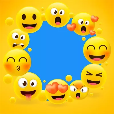 وکتور مجموعه کارتون و اموجیهای زرد با طراحی قاب جذاب و رنگی