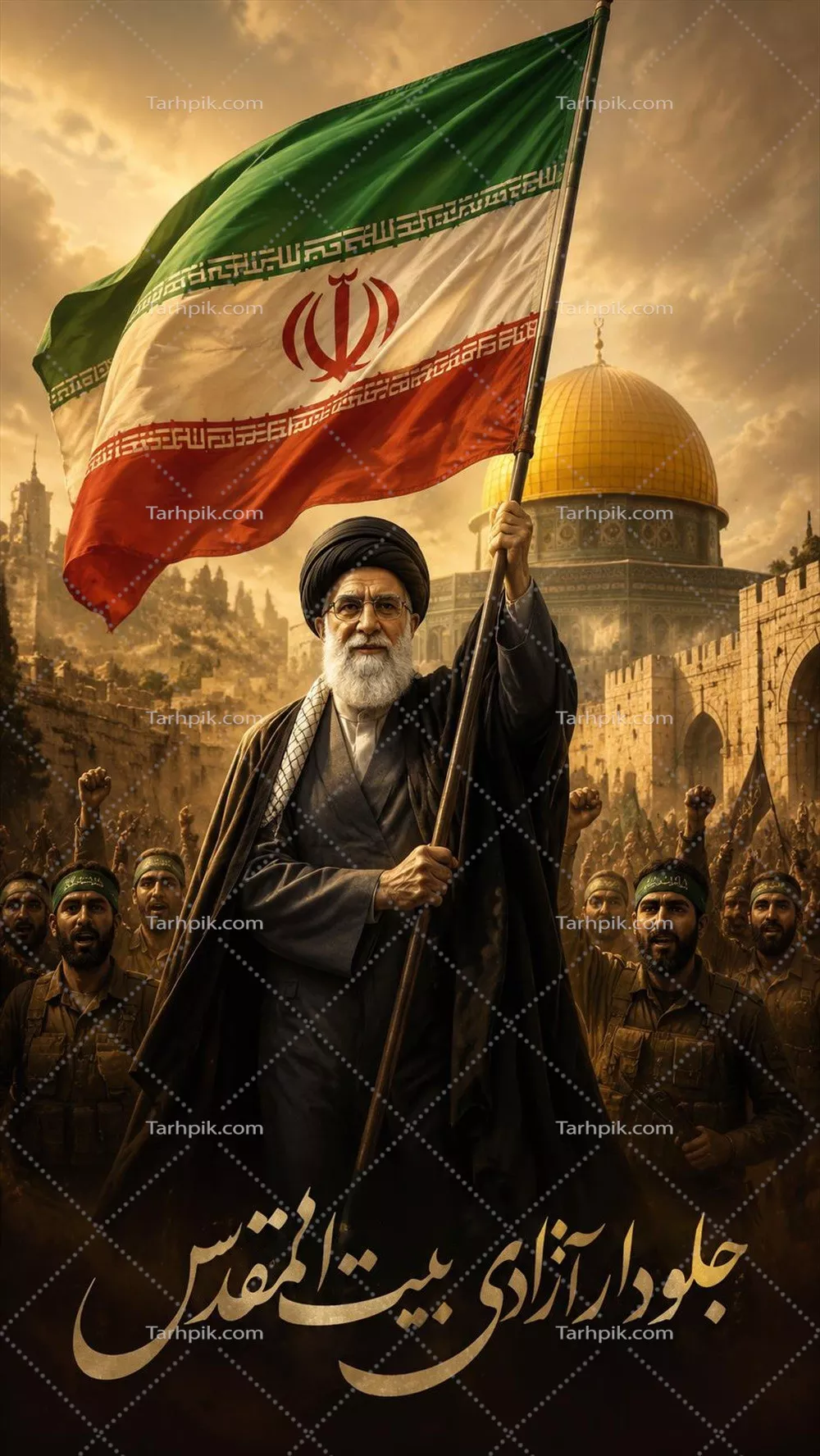 عکس رهبر شهید جلودار آزادی بیت المقدس