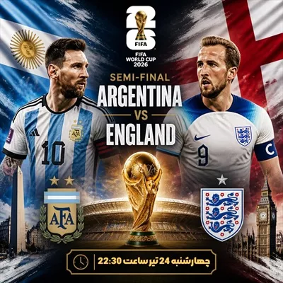 عکس پوستر دیدار انگلیس و آرژانتین در نیمهنهایی جام جهانی FIFA