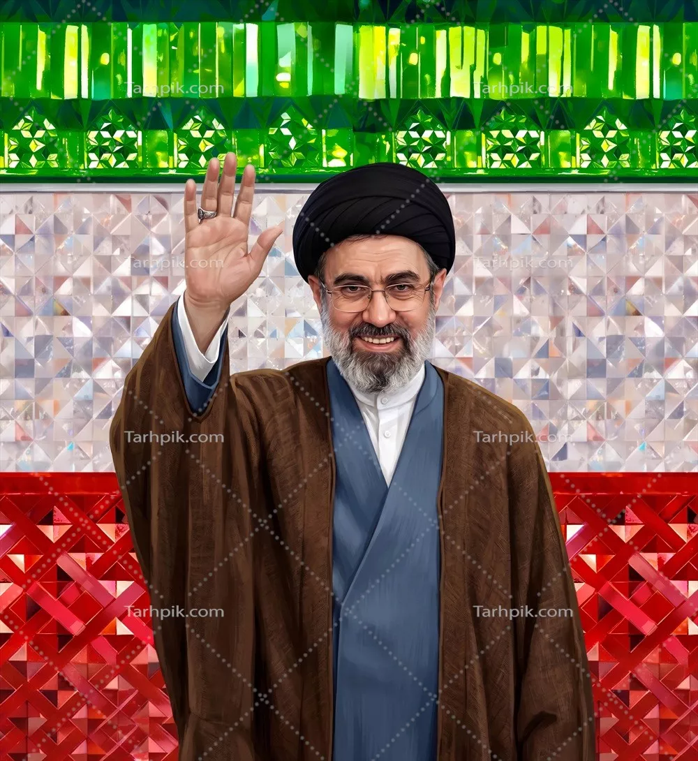 عکس امام مجتبی خامنه ای با پرچم ایران