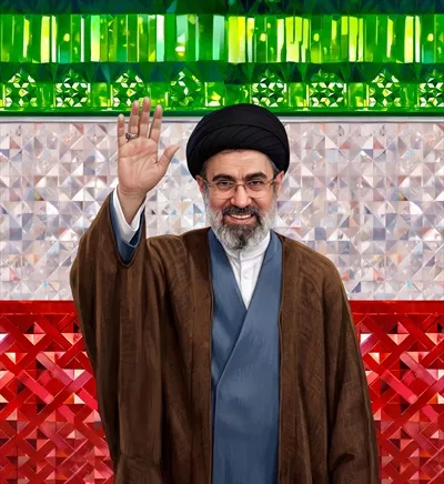 عکس امام مجتبی خامنه ای با پرچم ایران