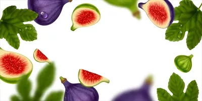 وکتور قاب فانتزی با پسزمینه سفید و میوه انجیر
