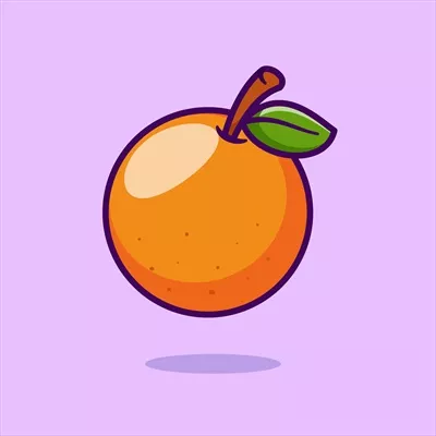 آیکون وکتور کارتون میوه پرتقال جذاب و رنگارنگ
