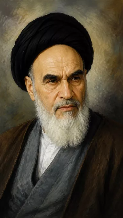 عکس نقاشی آیت الله خمینی بنیان گذار جمهوری اسلامی ایران