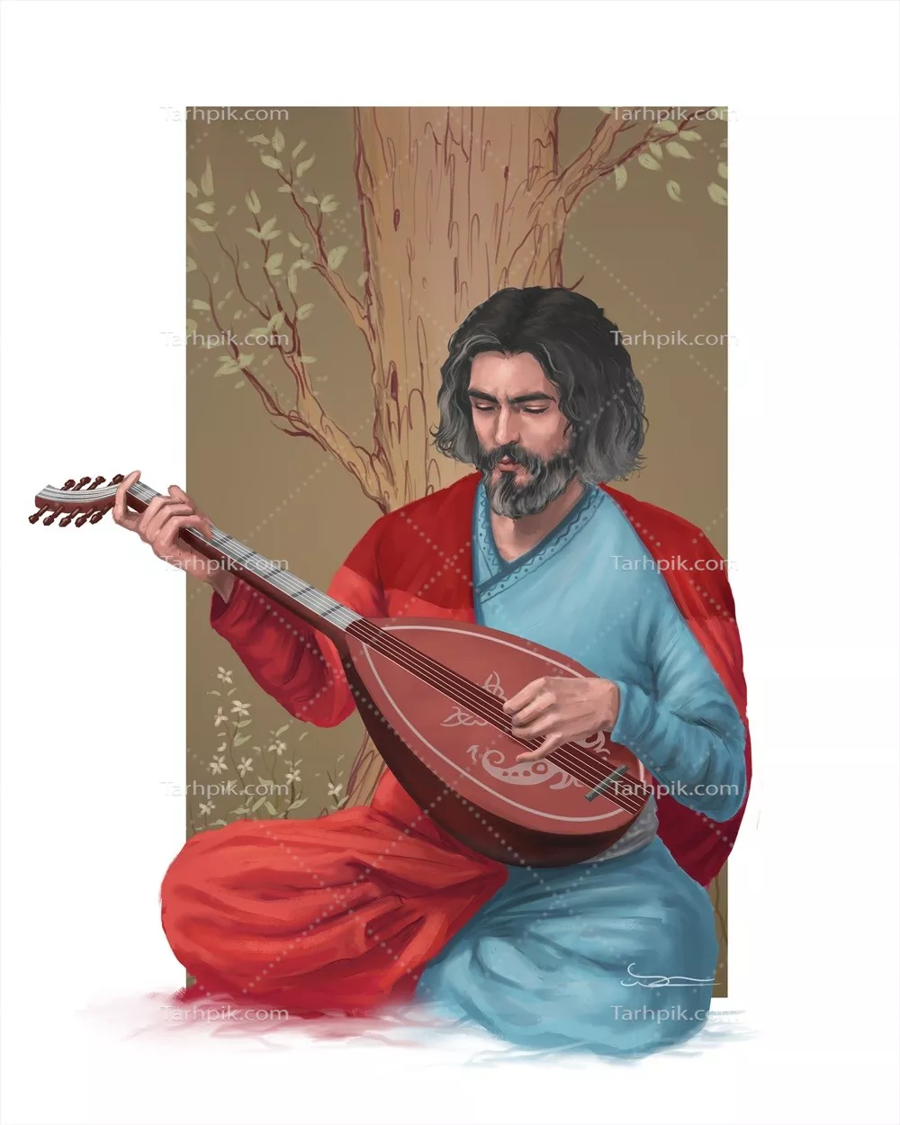 عکس با کیفیت نقاشی ارموی موسیقی دان برجسته ایران