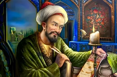 عکس نقاشی مضمون سعدی شیرازی در حال نوشتن رساله