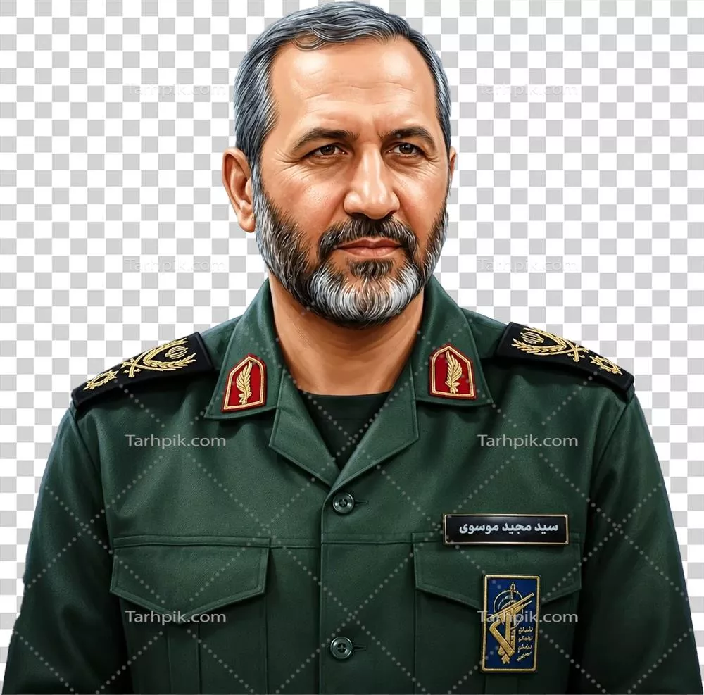 عکس دوربری شهید مجید موسوی با طراحی پس‌زمینه شفاف