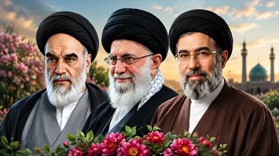 عکس رهبران جمهوری اسلامی با نمادهای ایرانی و فرهنگی این کشور