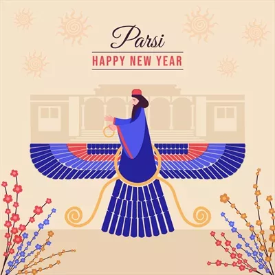 وکتور تصویر جشن نوروز پارسی با طراحی مسطح و جذاب