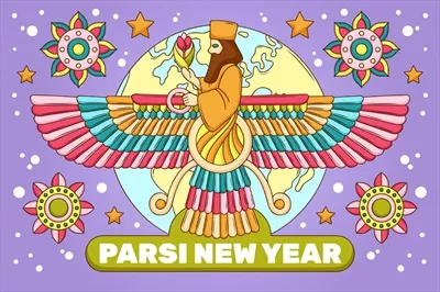وکتور هنر دستکشیده نوروز پارسی با طراحی خاص