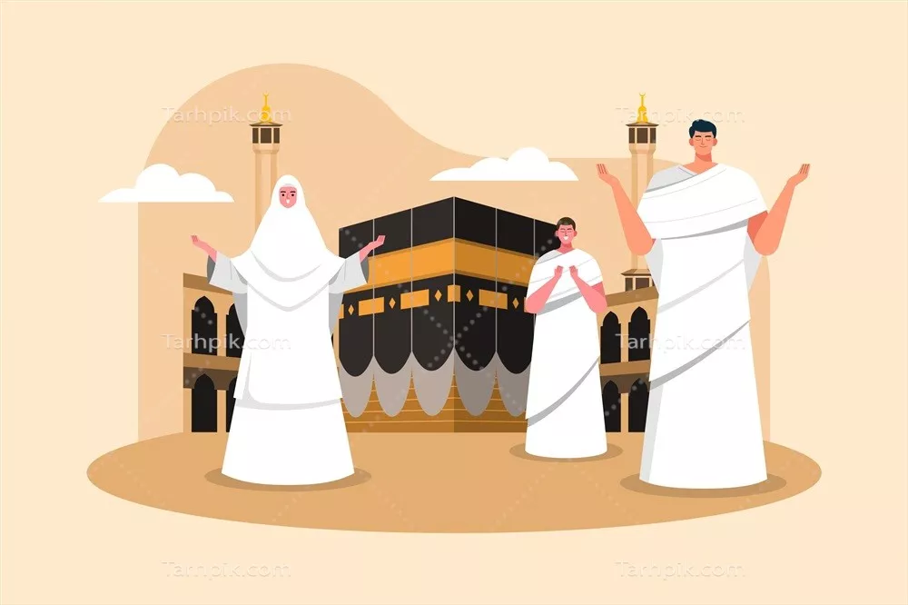 وکتور تصویرسازی مردم در سفر حج و معنویت آن