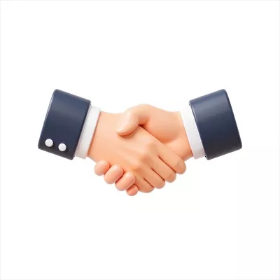 عکس آیکون سه بعدی دست دادن برای نمایش همکاری و تجارت