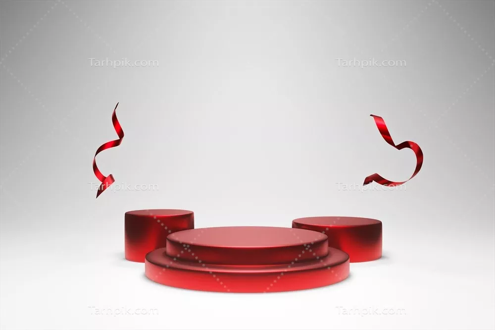 عکس مدل سه بعدی استوانه فلزی قرمز به عنوان پایه در پس زمینه سفید