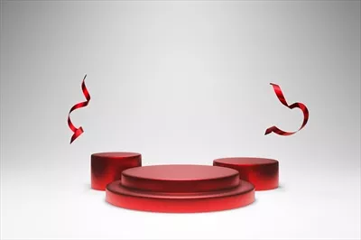 عکس مدل سه بعدی استوانه فلزی قرمز به عنوان پایه در پس زمینه سفید