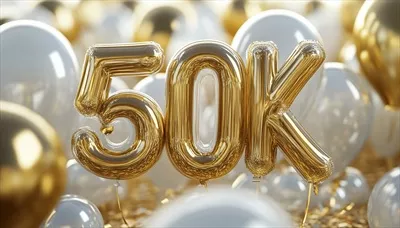 عکس جشن گرفتن 50k دنبال کننده: دستاوردی بزرگ و موفقیت در شبکه‌های اجتماعی