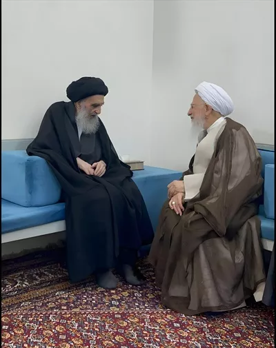 عکس دیدار آیت الله سیستانی و جوادی آملی