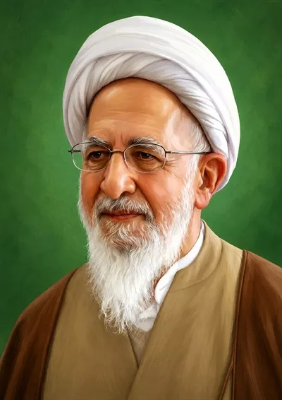 عکس پوستر گرافیکی آیت الله جوادی آملی با طراحی مدرن و زیبا