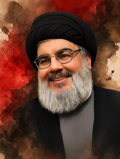 عکس سید حسن نصرالله در طراحی گرافیکی و هنری