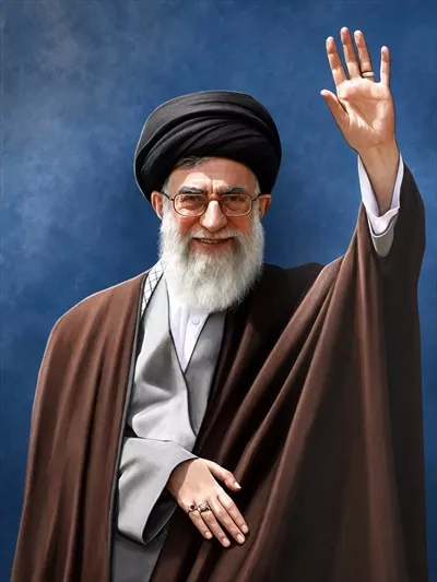 عکس نقاشی آقای شهید ایران در حال سلام دادن