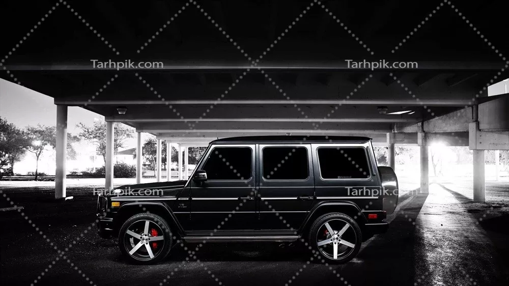 عکس مرسدس G-Wagon در فضای شهری - طراحی مونوکروم